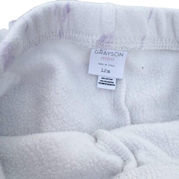 Grayson Mini Baby Girl Matching Set Purple tie-dye Sweatshirt & Joggers 12 Month - Picture 2 of 2